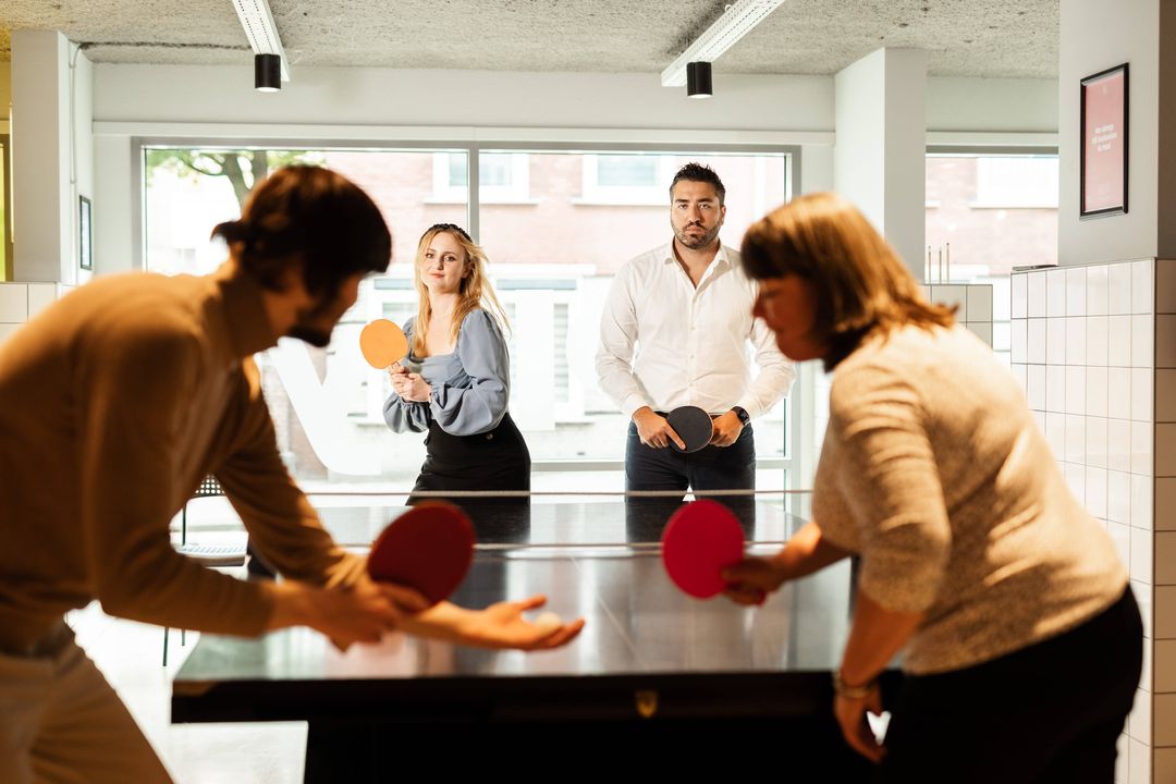 Circularise team around a ping pong table